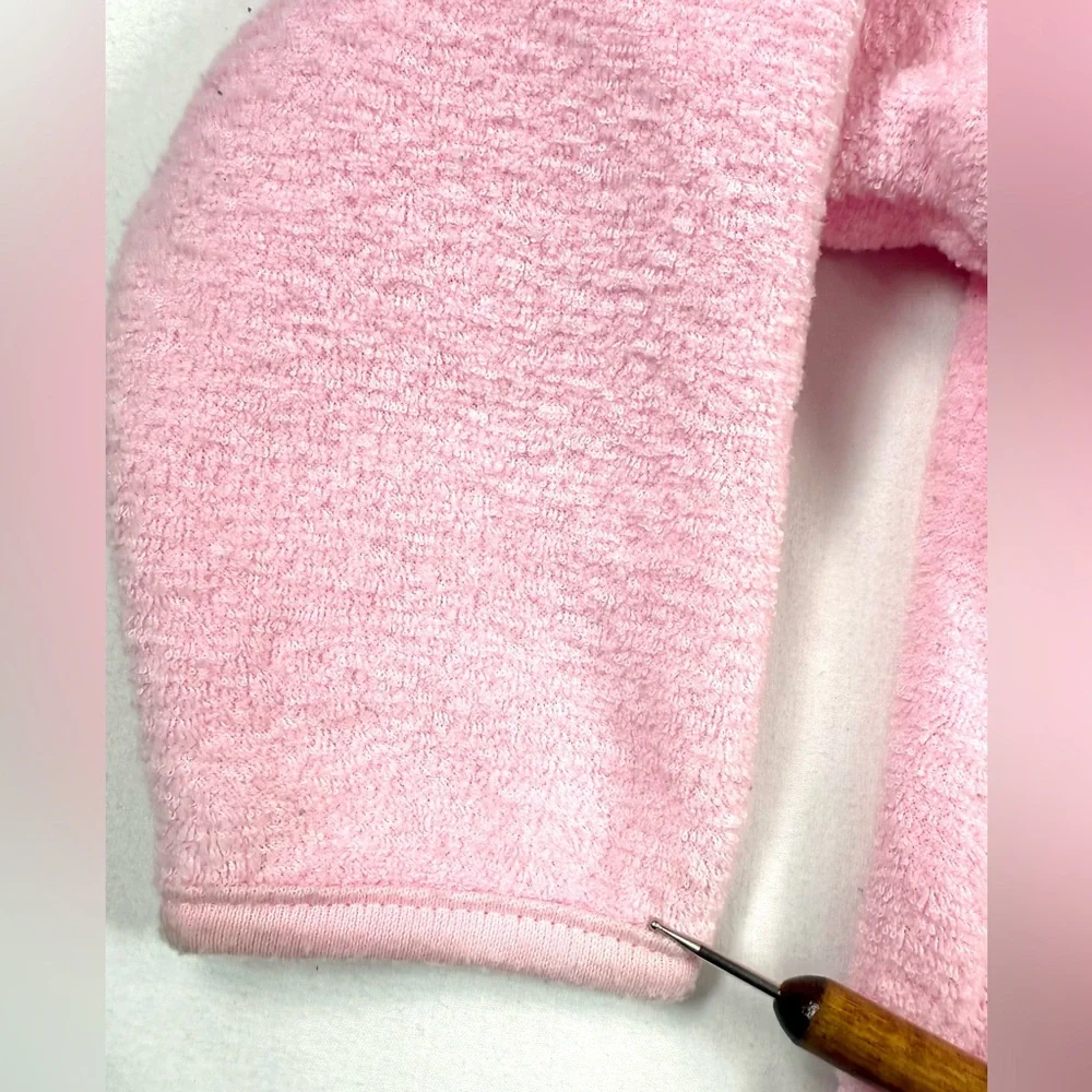 CARTER’S VINTAGE Girls Fuzzy Pink‎ Bear Button Cardigan 18–24M Taiwan 90s Retro